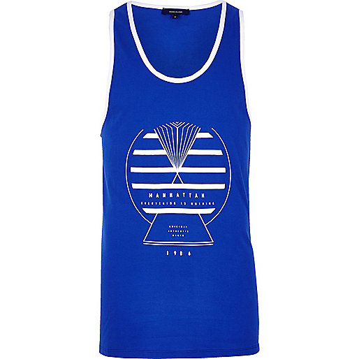 jacques-vertuk Blue sports print tank 296103 men T-Shirts / Vests