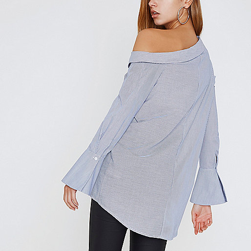 river island mary jane,New Dresses In jacques-vertuk Blue stripe deconstructured shirt Shirts Tops women