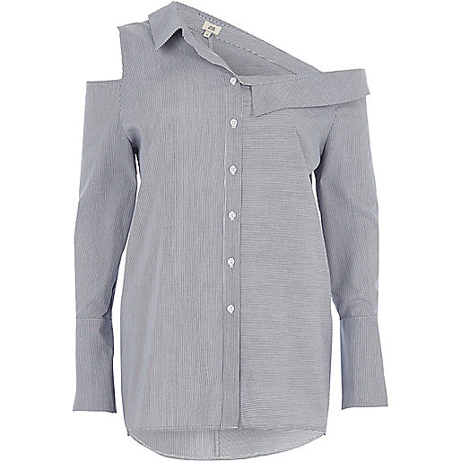 river island mary jane,New Dresses In jacques-vertuk Blue stripe deconstructured shirt Shirts Tops women