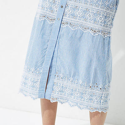 womens summer dresses river island,jacques-vertuk Online Sat?? Blue stripe embroidered midi skirt Skirts Sale women