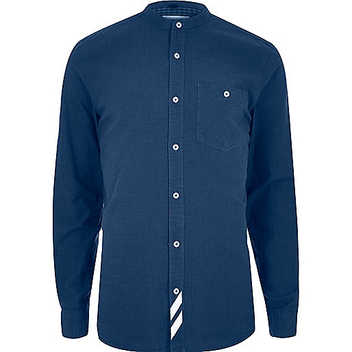 jacques-vertuk Blue stripe grandad casual shirt 300393 men Casual Wear