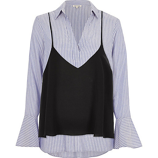 jacques-vertuk Blue stripe shirt with cami top 692216 women Workwear