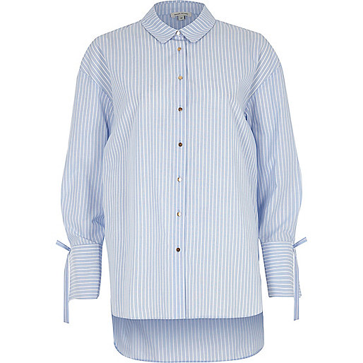 river island wedge shoes,jacques-vertuk Full Site Blue stripe tie cuff oversized shirt Shirts Tops women