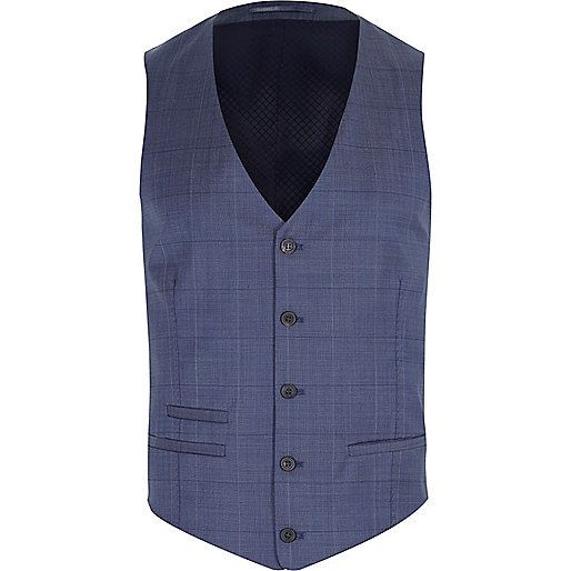 blue velvet dress river island,jacques-vertuk Outlet Blue subtle check wool-blend vest men 283879