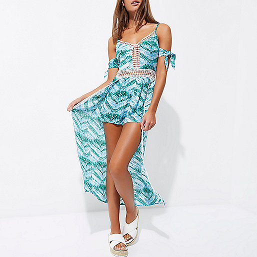 river island graffiti bag,jacques-vertuk Online Blue tie dye beach maxi skirt beach romper women 704818