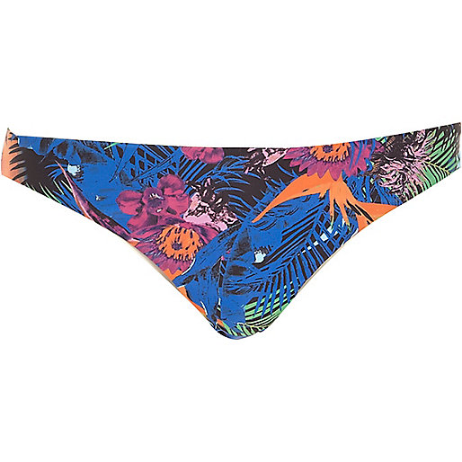 jacques-vertuk Blue tropical print strappy bikini bottoms 662709 women Bikinis