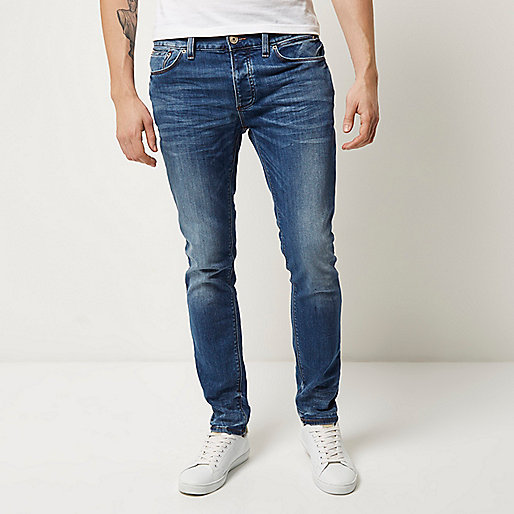 river island shiny boots,Us jacques-vertuk Blue vintage wash Sid skinny jeans Jeans Sale men