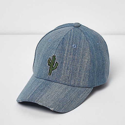 jacques-vertuk Blue wash denim cactus print cap 299501 men Accessories Hats