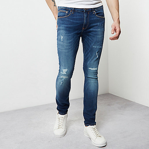 river island plus jeans,jacques-vertuk Ireland Blue wash fade super skinny Danny jeans men 299770