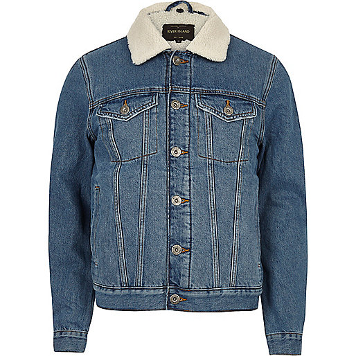 river island dresses,jacques-vertuk Shop Blue wash fleece lined denim jacket men 297935