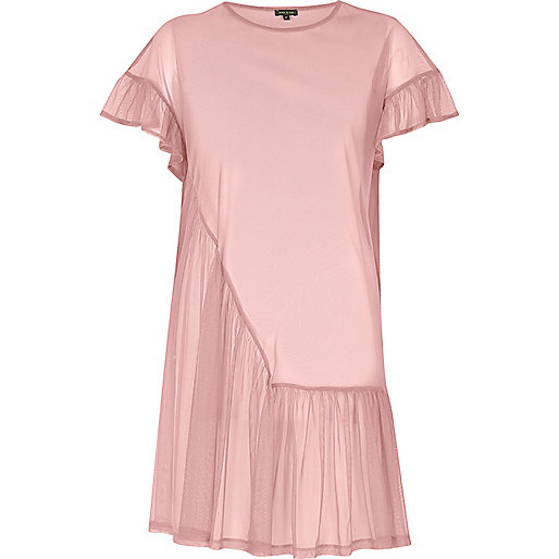 jacques-vertuk Blush pink mesh frill smock dress 695018 women Dresses