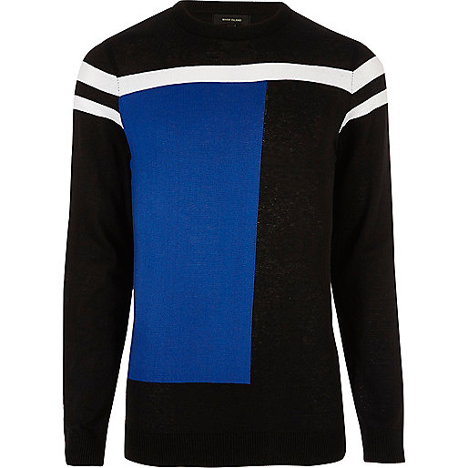 jacques-vertuk Bright blue block slim fit sweater 299627 men Jumpers / Cardigans