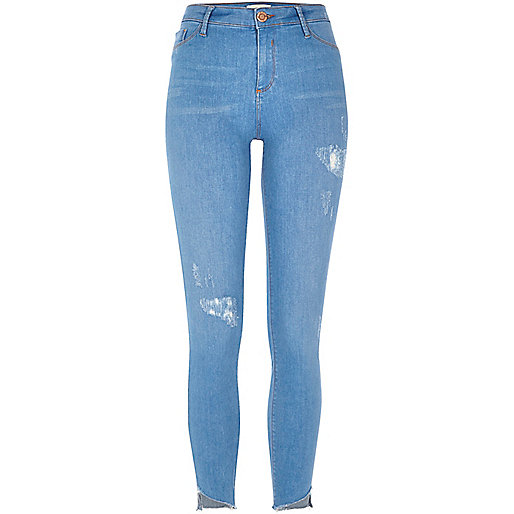 jacques-vertuk Bright blue Molly asymmetric hem jeans 690687 women Jeans Jeggings