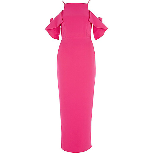 asos river island wedges,jacques-vertuk Ladies Black Trousers Bright pink frill sleeve bodycon maxi dress Maxi Dresses Dresses women