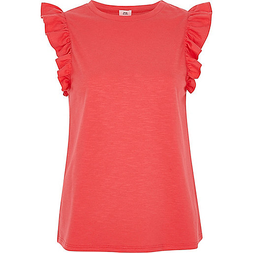 river island green jumper dress,Petite Clothes jacques-vertuk Bright pink frill sleeve tank top Tank Tops Tops women