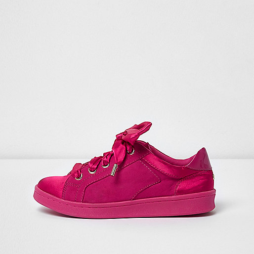 jacques-vertuk Bright pink ribbon lace-up sneakers 705123 women Shoes / Boots Plimsolls / Trainers