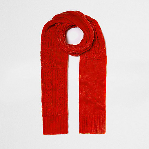 jacques-vertuk Bright red cable knit scarf 692557 women Accessories