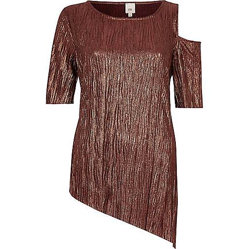 jacques-vertuk Bronze asymmetric hem and shoulder T-shirt 708025 women Tops