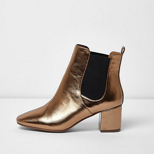 jacques-vertuk Bronze block heel wide fit Chelsea boots 696276 women Shoes / Boots Boots