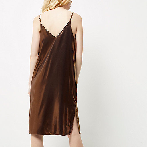 river island feather trim,Riverine Islands Bronze midi slip dress Dresses Sale women