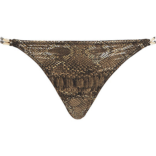 brown river island monogram bag,jacques-vertuk Clothes Women Bronze snake print bikini bottoms RI Limited Edition Sale women