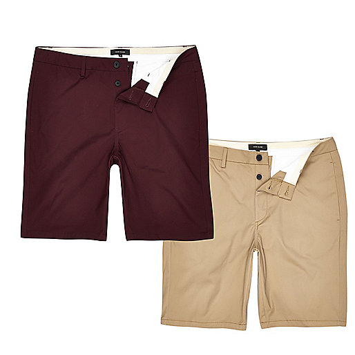 jacques-vertuk Brown and burgundy chino shorts pack 302157 men Shorts Smart Shorts