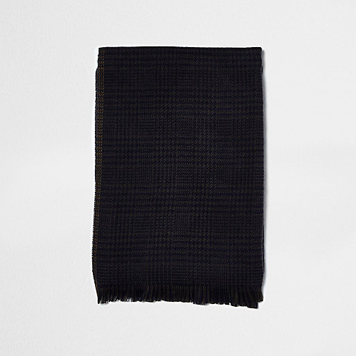 jacques-vertuk Brown and navy heritage check blanket scarf 303707 men Accessories Scarves / Gloves