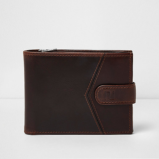 jacques-vertuk Brown block leather tab fasten wallet 303901 men Accessories Wallets