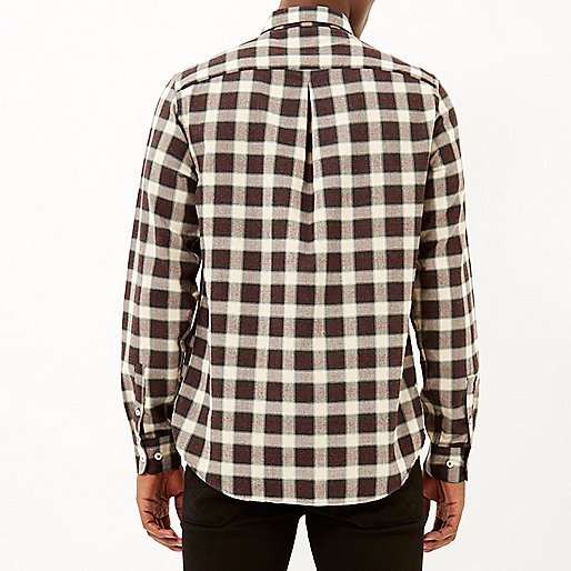 river island sliders mens,Island River Brown check soft flannel shirt Shirts Sale men