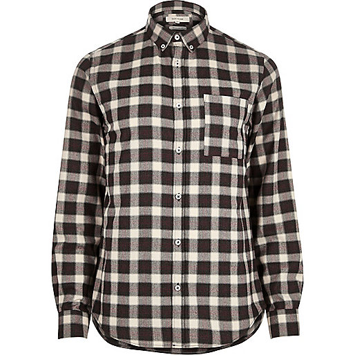 river island sliders mens,Island River Brown check soft flannel shirt Shirts Sale men