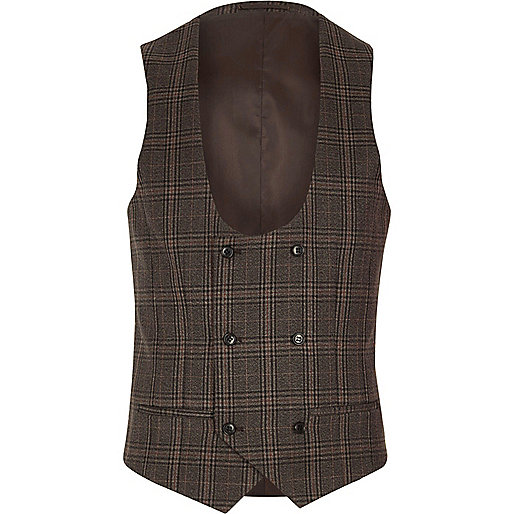 jacques-vertuk Brown check suit vest 300657 men Suits Waistcoats