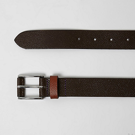 river island blue top sale,New In At jacques-vertuk Brown contrast keeper leather belt Belts Accessories men