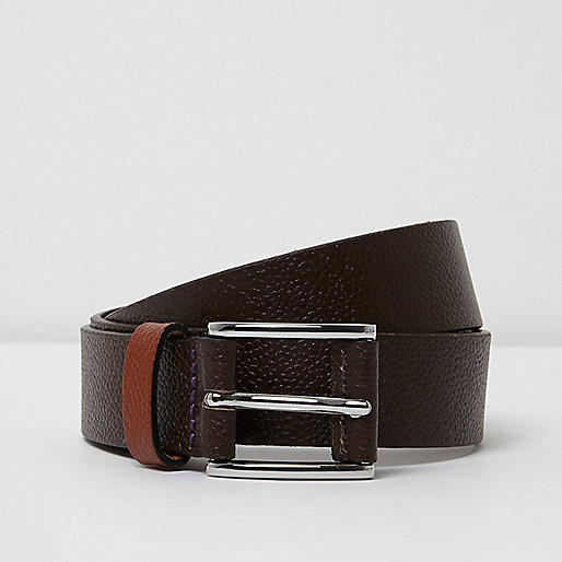 jacques-vertuk Brown contrast keeper leather belt 303749 men Accessories Belts