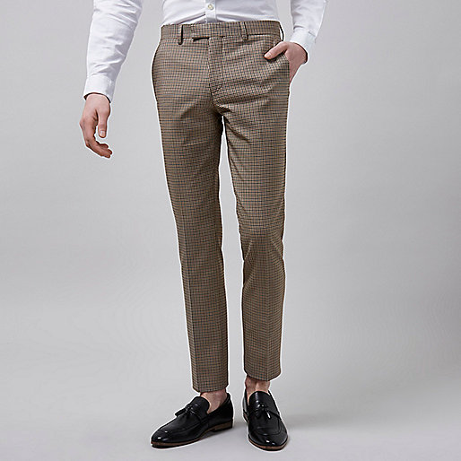 river island pencil skirt,jacques-vertuk New Arrivals Brown dogstooth check cropped skinny pants Suit Pants Suits men