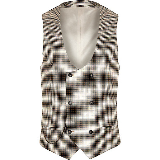 river island womens shirts,jacques-vertuk New In Womens Brown dogstooth check vest Vests Suits men