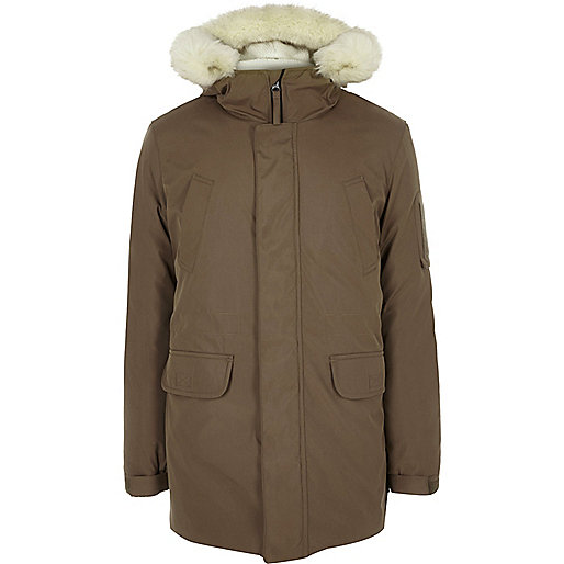 river island rose gold bag,jacques-vertuk UK Sale Brown faux fur trim hooded parka men 297933