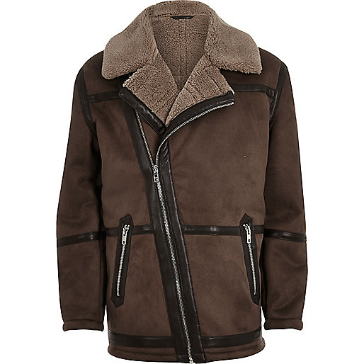 river island snow suit,jacques-vertuk Ireland Brown fleece lined biker jacket men 297376