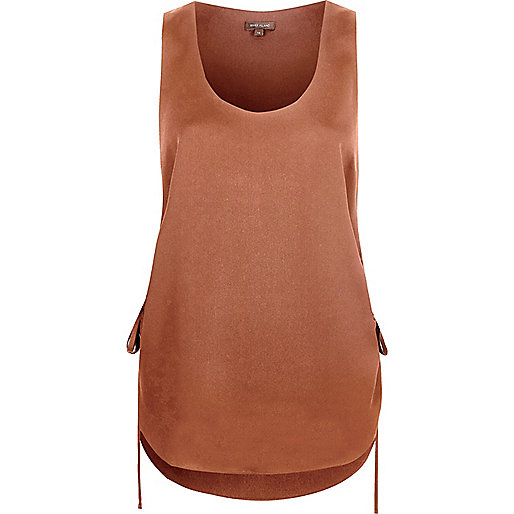 clip top purse river island,jacques-vertuk Dresses Going Out Brown gathered side tank Tops Sale women