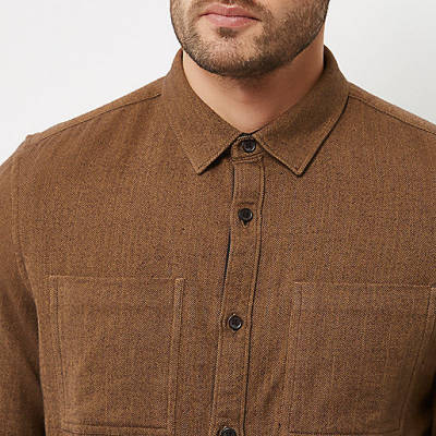 river island high waisted flared jeans,Outfit jacques-vertuk Brown herringbone casual shirt Shirts Sale men