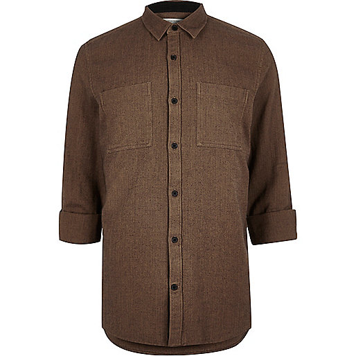 jacques-vertuk Brown herringbone casual shirt 295606 men Shirts