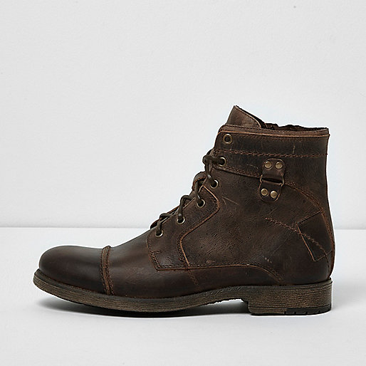 jacques-vertuk Brown leather military boots 302493 men Shoes / Boots Boots