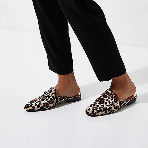 river island gold padded heeled sandals,jacques-vertuk Winter Dresses Brown leopard print backless loafers Shoes Shoes / Boots women