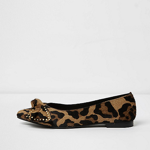 jacques-vertuk Brown leopard print bow front shoes 703375 women Shoes / Boots Shoes