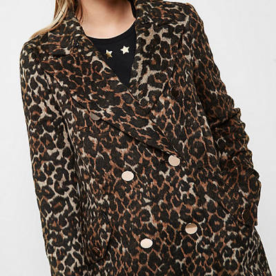 river island grey boucle bag,jacques-vertuk In Brown leopard print faux fur trim overcoat Coats / Jackets Sale women