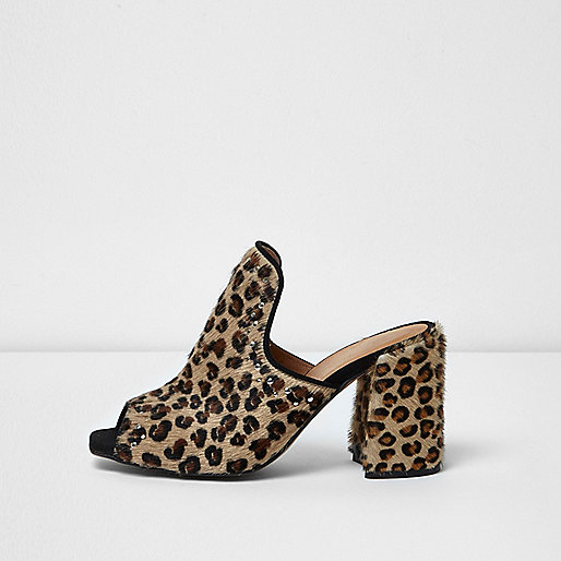 jeans river island molly,jacques-vertuk Catalogue Brown leopard print rhinestone stud mules Shoes / Boots Sale women