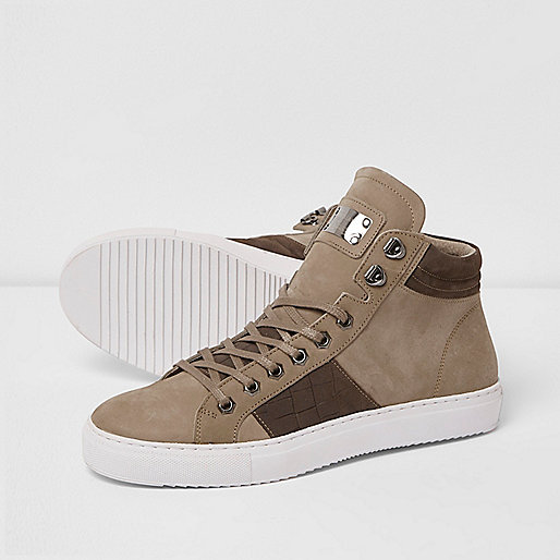 jacques-vertuk Brown Premium leather hi top sneakers 300769 men Shoes / Boots