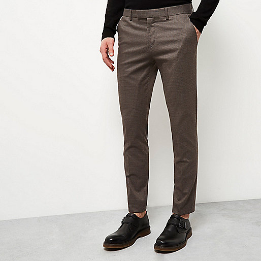 jacques-vertuk Brown pupstooth print skinny pants 297310 men Trousers