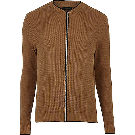 jacques-vertuk Brown ribbed cardigan bomber jacket 299208 men Jumpers / Cardigans