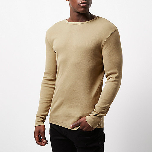 river island check trousers,jacques-vertuk Ie Bags Brown ribbed long sleeve T-shirt T-Shirts / Tanks Sale men