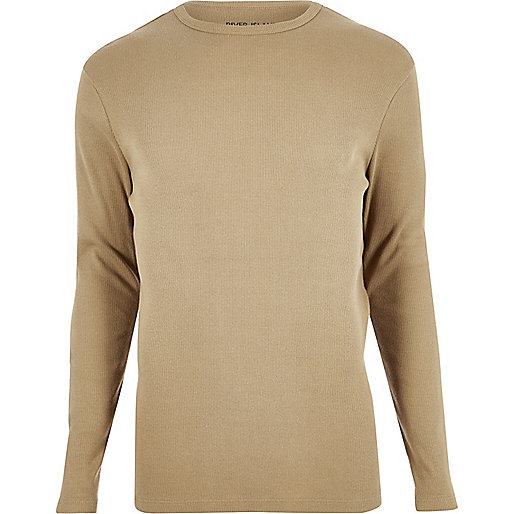 river island check trousers,jacques-vertuk Ie Bags Brown ribbed long sleeve T-shirt T-Shirts / Tanks Sale men